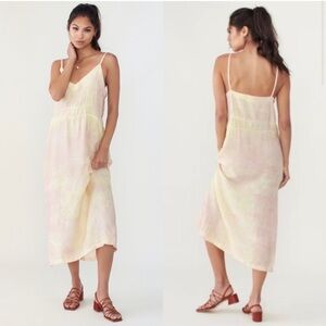 Lacausa Alma Slip Dress Yellow Pink Tie Dye Size Medium